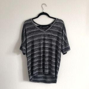 Blue striped V neck shirt